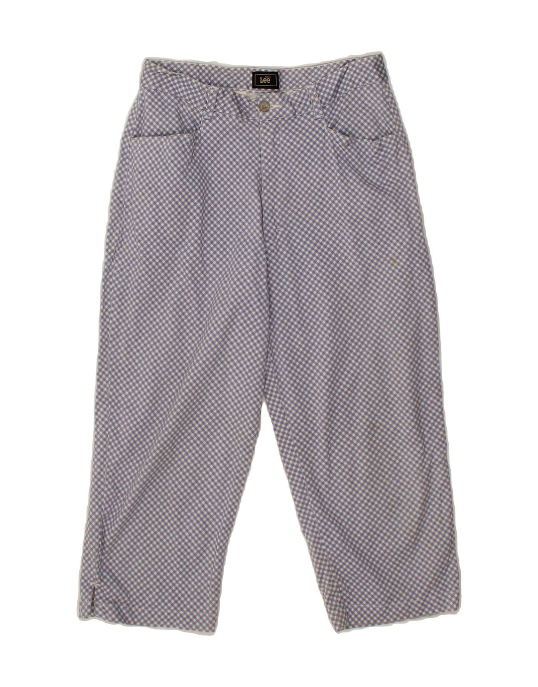 LEE Womens Straight Cropped Trousers W28 L20  Blue Check Cotton Vintage Lee and Second-Hand Lee from Messina Hembry 