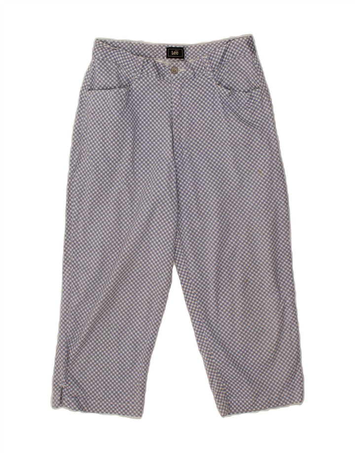 LEE Womens Straight Cropped Trousers W28 L20  Blue Check Cotton Vintage Lee and Second-Hand Lee from Messina Hembry 