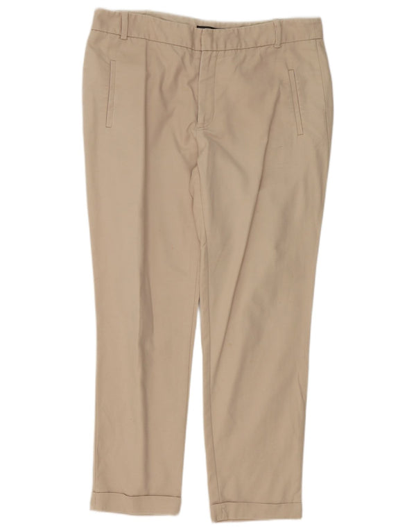 Zara Dame Slim Chino Bukser EU 42 Large W32 L27 Beige Bomuld