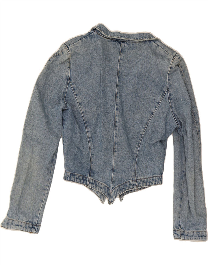 ROCCOBAROCCO Womens Crop Denim Blazer Jacket UK 12 Medium Blue Cotton Vintage Roccobarocco and Second-Hand Roccobarocco from Messina Hembry 