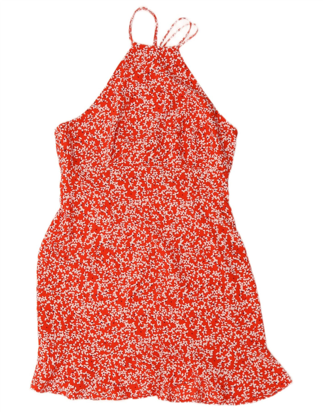Zara Dame Halter Dress UK 12 Medium Red Floral