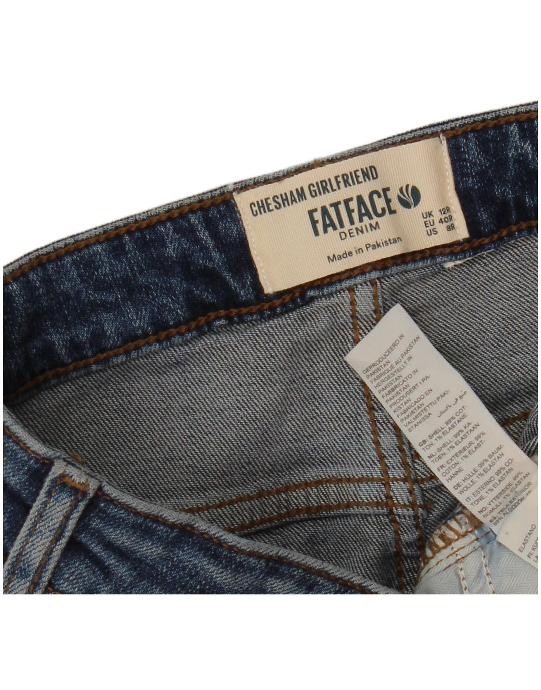Fat Face Dame Chesham Girlfriend Slim Jeans UK 12 Medium W32 L27 Blå