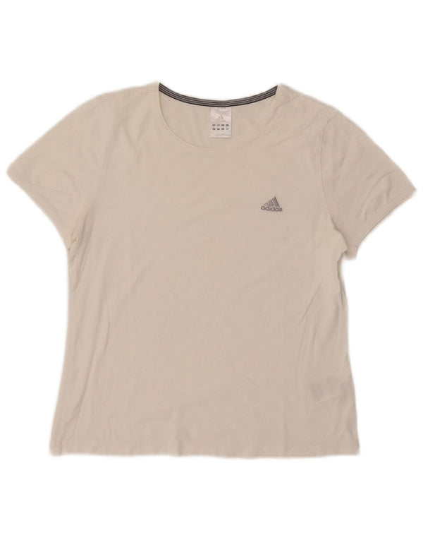 Adidas Dame T-Shirt Top UK 14 Medium Hvid Bomuld