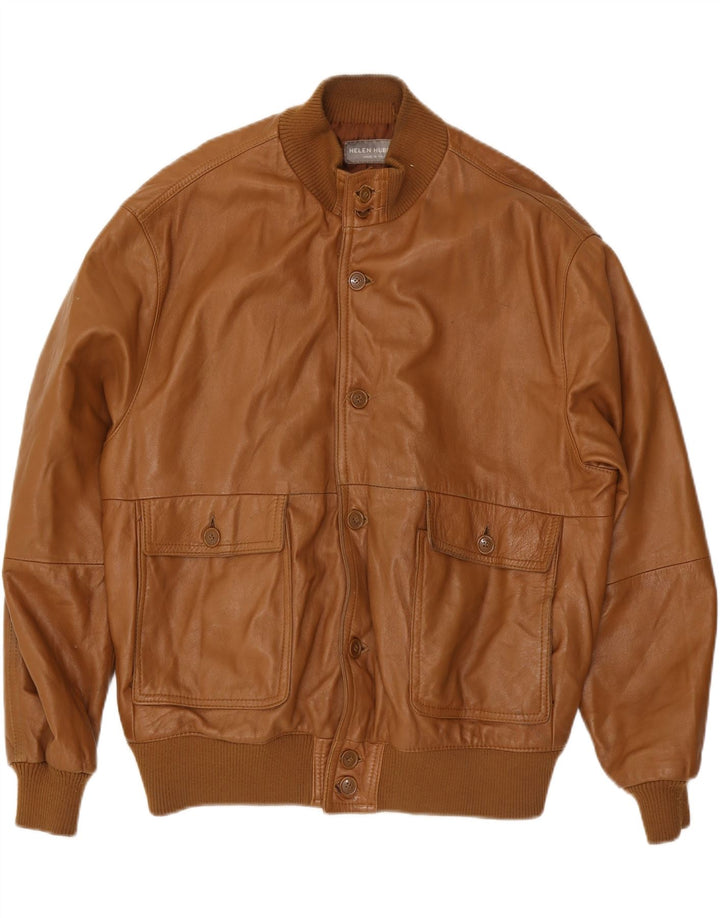 Helen Hubert Herre Læderjakke UK 44 2XL Brun Læder