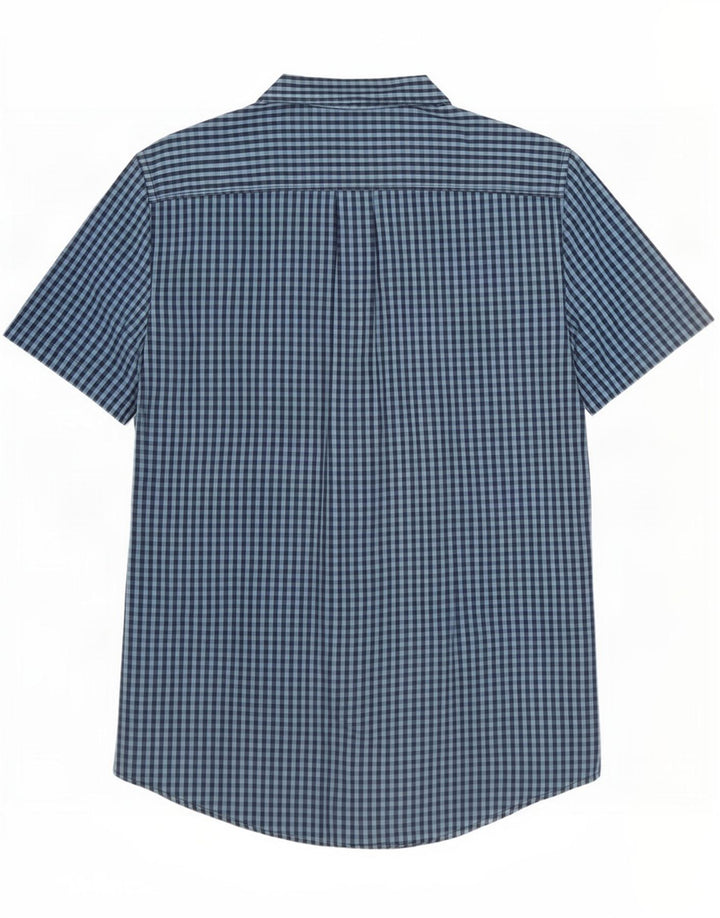 Superdry Kortærmet Herreskjorte med normal pasform 3XL Navy Blue Gingham Cotton