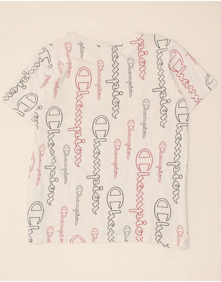 CHAMPION Womens Graphic T-Shirt Top UK 12 Medium White Cotton Vintage Champion and Second-Hand Champion from Messina Hembry 