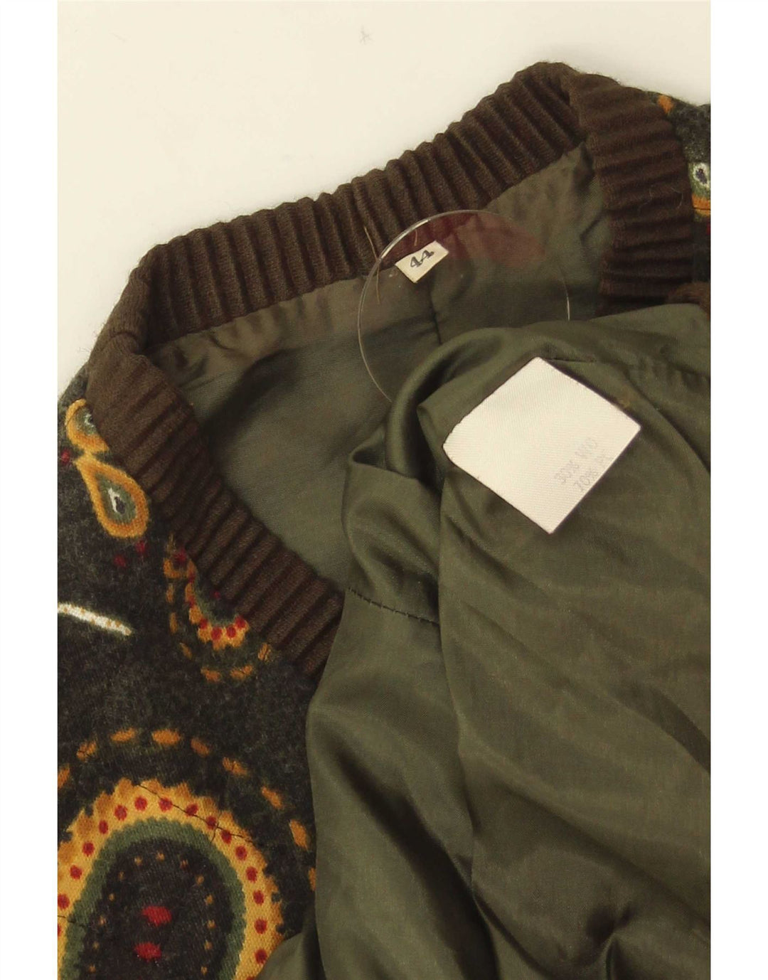 Vintage damevest IT 44 Medium Grøn Paisley Wool