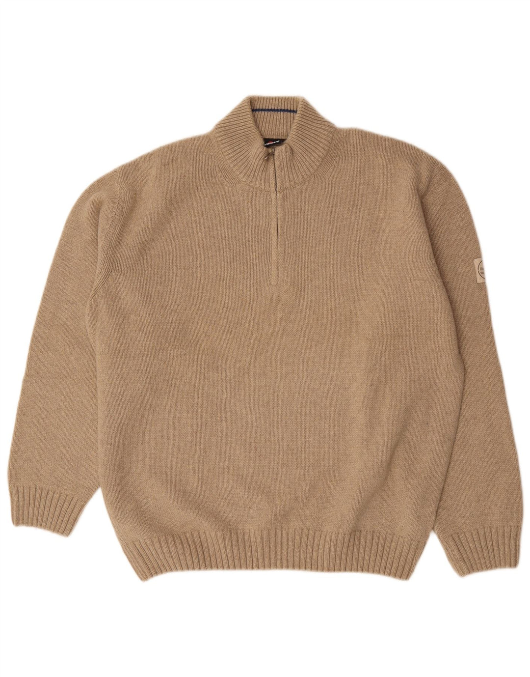 Murphy & Nye Herre Zip Neck Jumper Sweater 2XL Beige Uld