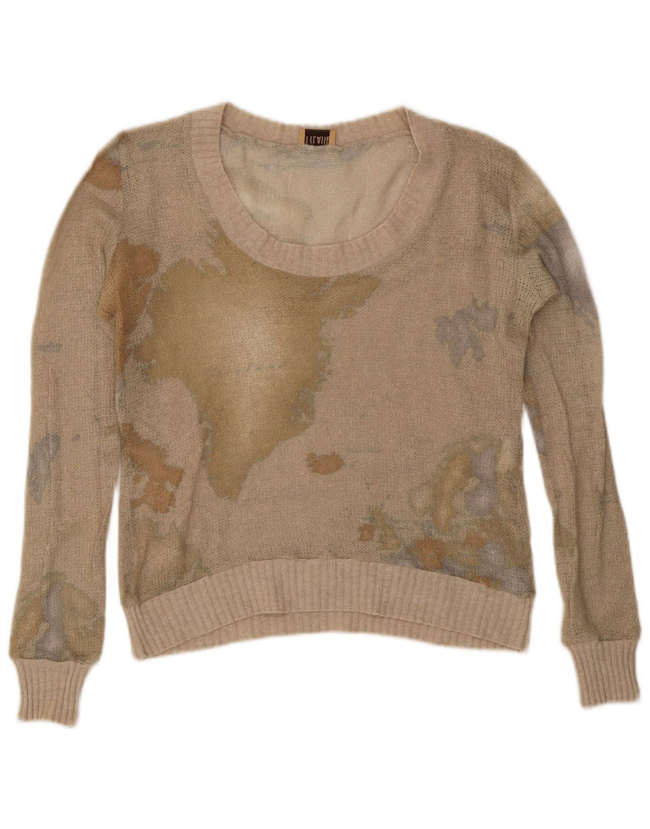 ALVIERO MARTINI Dame Boat Neck Jumper Sweater UK 14 Medium Beige