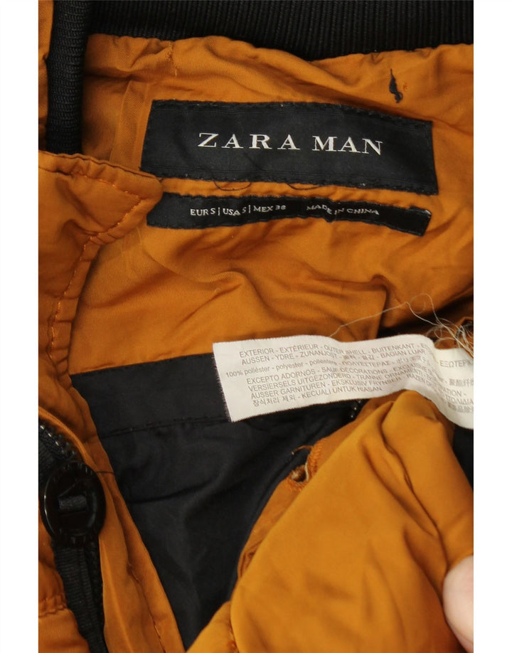 Zara Herre Military Polstret Jakke UK 36 Small Orange Polyester