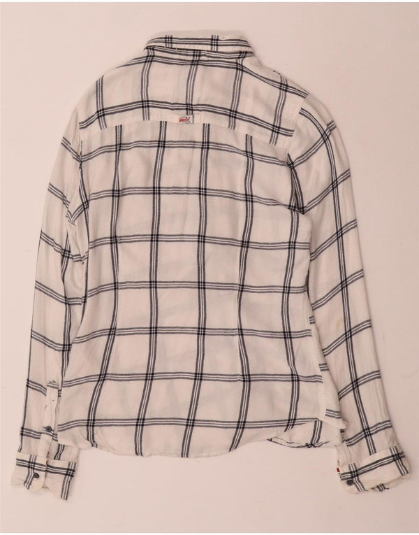 Superdry Womens Boyfriend Flanell Shirt UK 14 Medium White Check Viscose