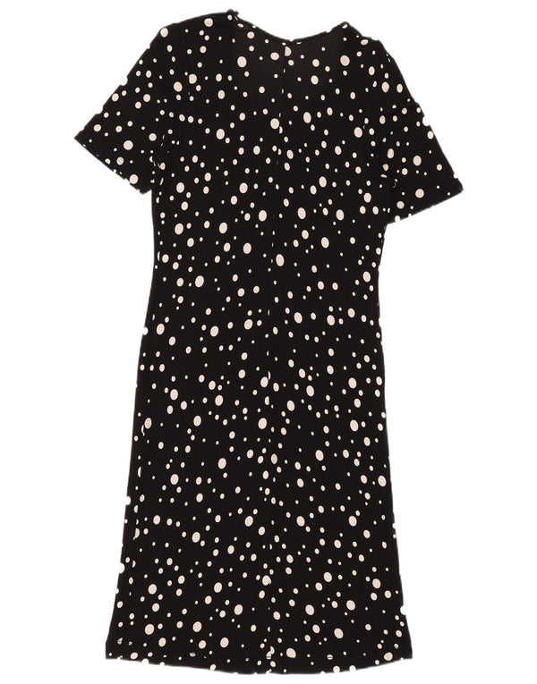 Vintage Dame Se Through Maxi Dress UK 16 Large Black Polka Dot