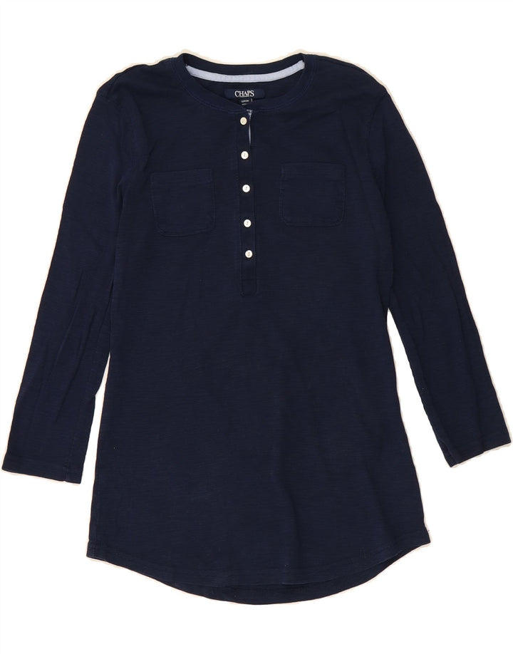 CHAPS Womens Top 3/4 Sleeve UK 10 Small Navy Blue Cotton Vintage Chaps and Second-Hand Chaps from Messina Hembry 