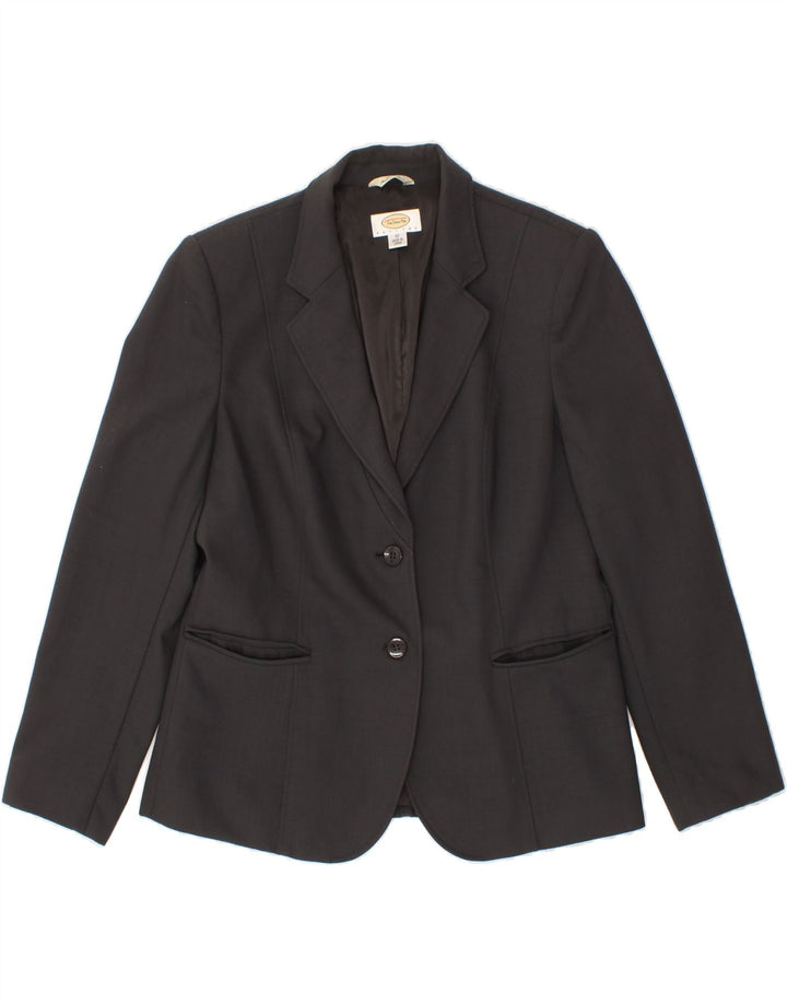 TALBOTS Womens Petite 2 Button Blazer Jacket US 10 Large Grey Wool Vintage Talbots and Second-Hand Talbots from Messina Hembry 