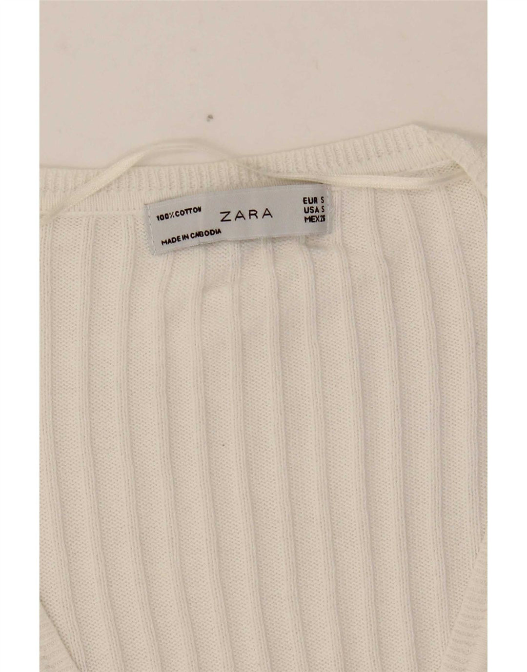 Zara Dame Cardigan Sweater UK 10 Small White Bomuld