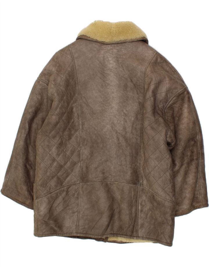 VINTAGE Womens Shearling Coat EU 44 XL Grey Vintage Vintage and Second-Hand Vintage from Messina Hembry 