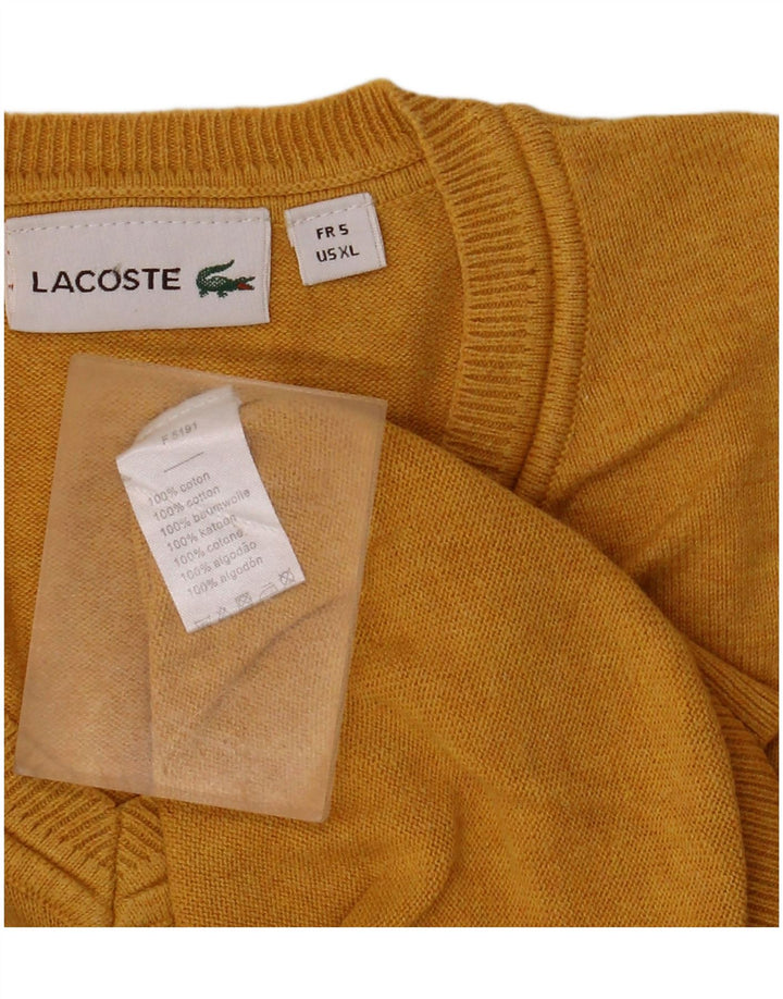 LACOSTE Herre V-hals sweater str. 5 Stor gul bomuld