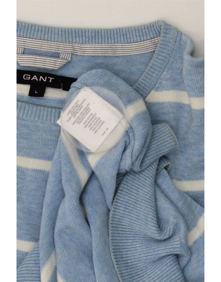 Gant herre rund hals sweater stor blå stribet bomuld
