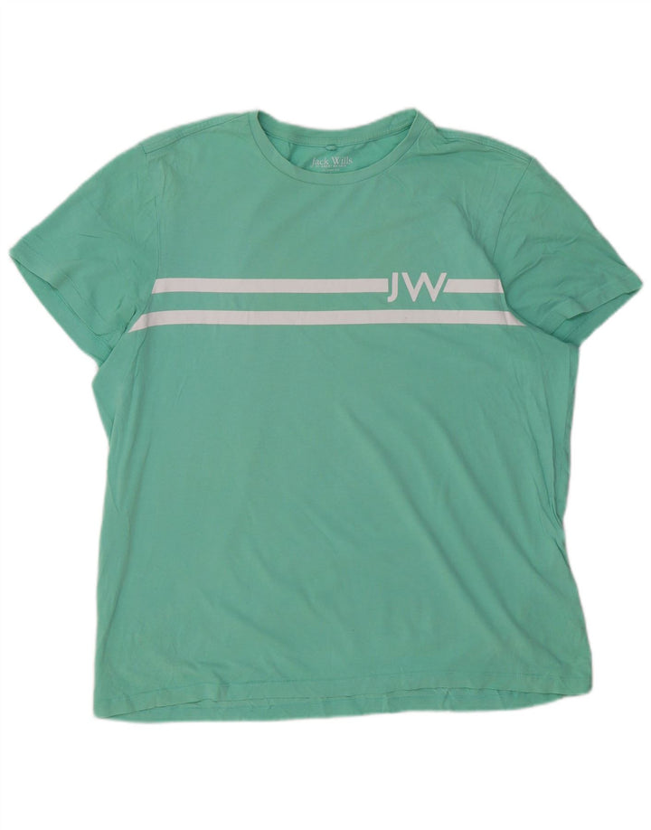 JACK WILLS Herre Classic Fit Grafisk T-Shirt Top Stor Grøn Bomuld