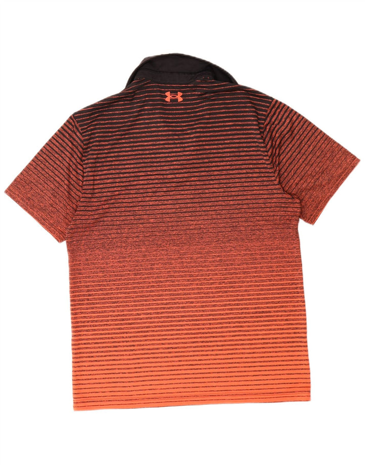 Under Armour Herre Heat Gear Polo Shirt Medium Orange Stribet Polyester