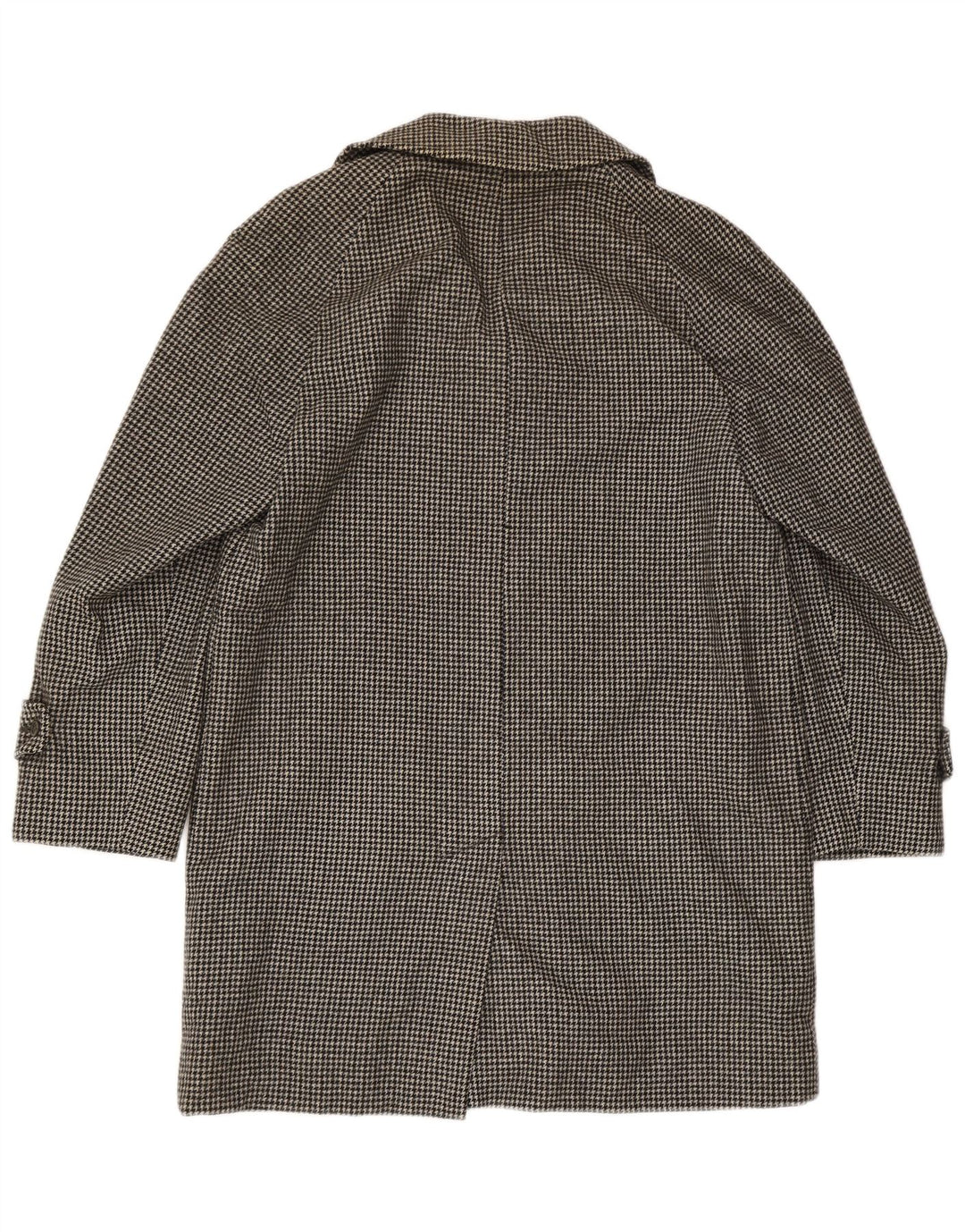 Aquascutum Overfrakke til mænd UK 36 Small Black Houndstooth Uld Classic