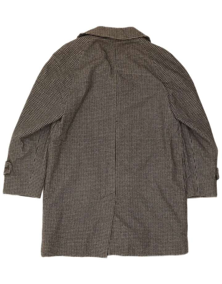 Aquascutum Overfrakke til mænd UK 36 Small Black Houndstooth Uld Classic