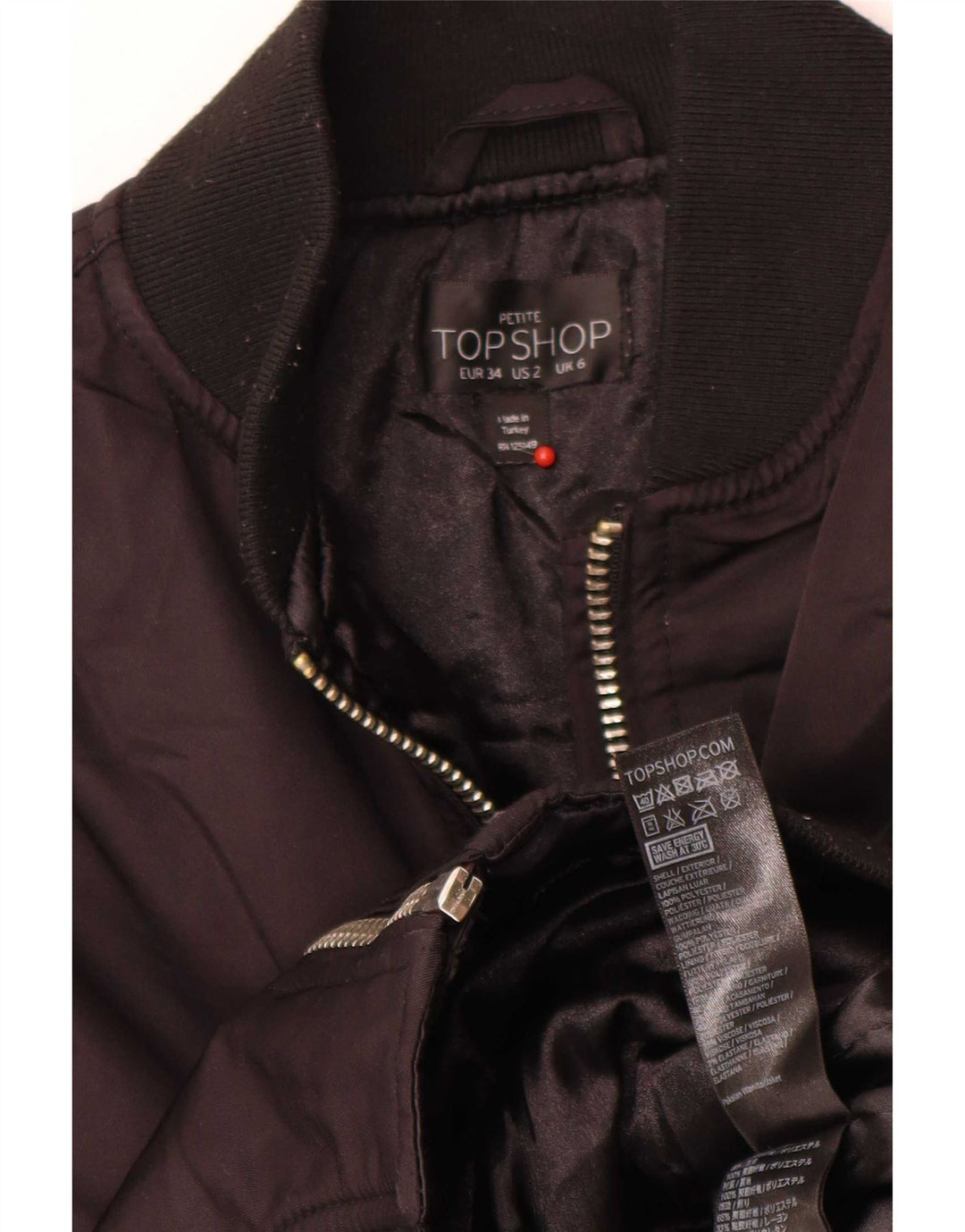 Topshop oversized bomberjakke til kvinder UK 6 XS Sort polyester