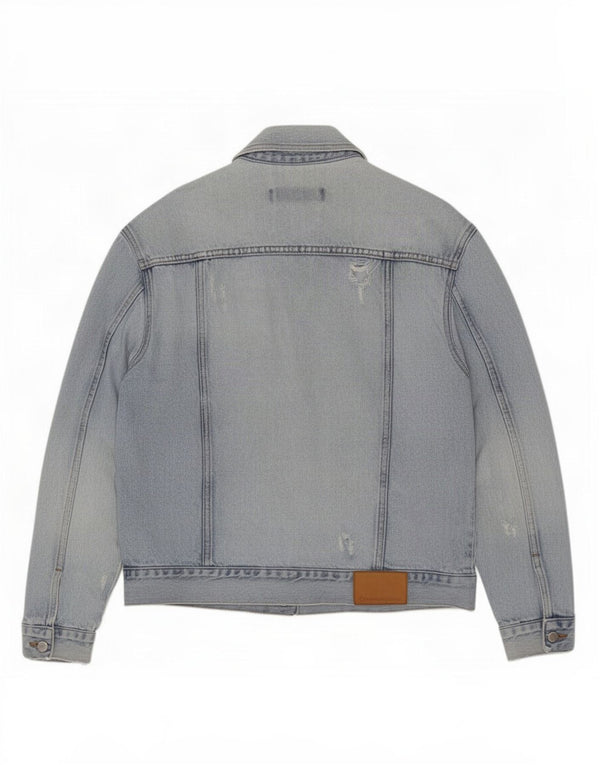 Calvin Klein Jeans Herre Distressed Denim Jacket UK 38 Medium Blue Cotton