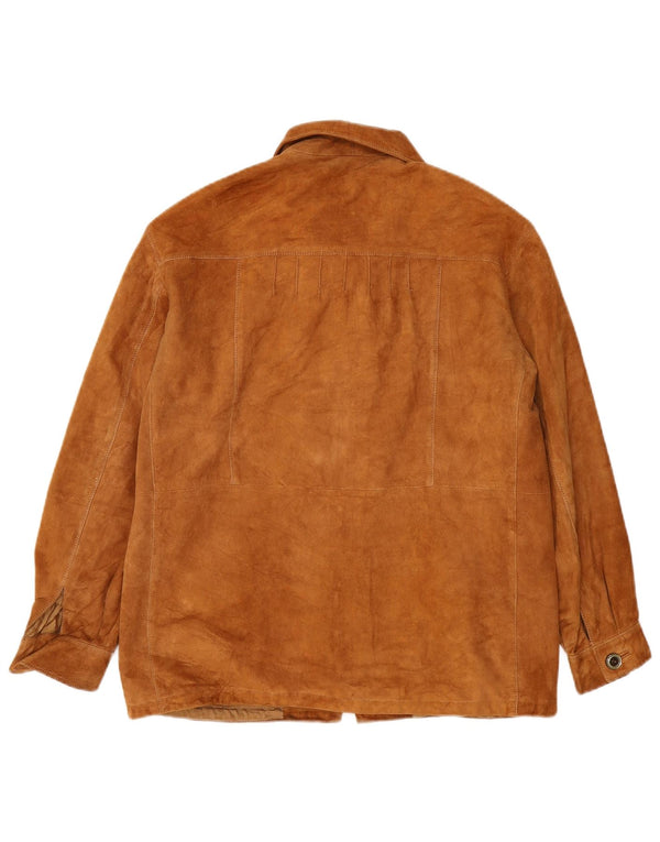 VINTAGE Mens Loose Fit Suede Jacket IT 44 XS Beige