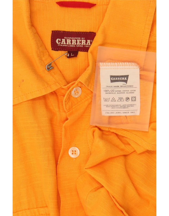 Carrera Kortærmet Herreskjorte Stor Orange Flecked Bomuld