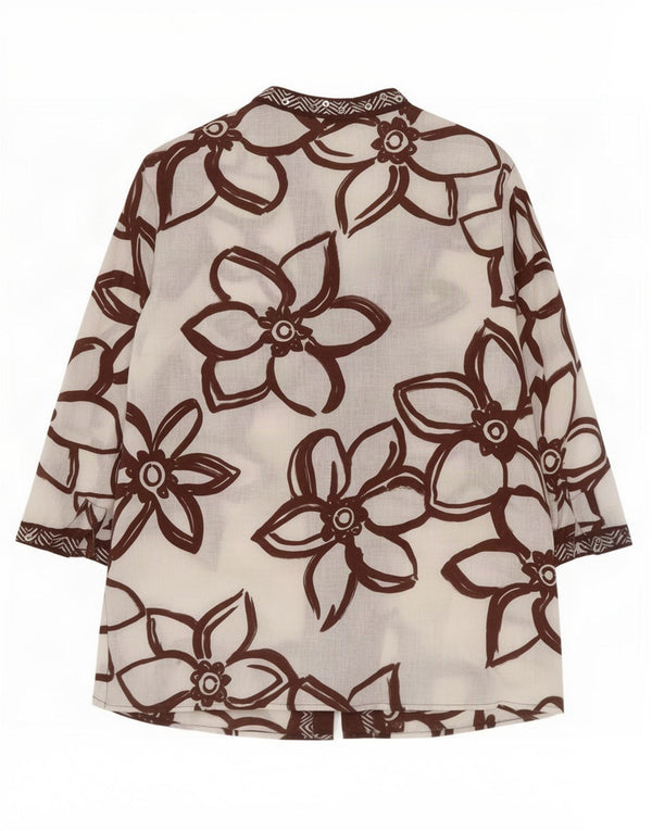 Laura Ashley Dame 3/4-ærmet skjortebluse UK 10 Small White Floral