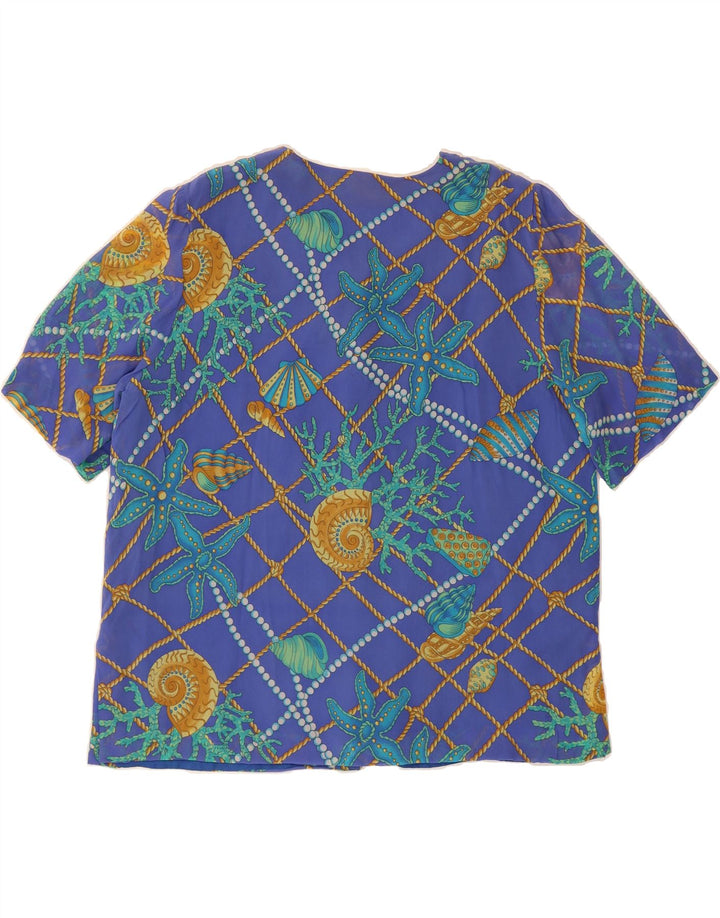 VINTAGE Womens Abstract Pattern Shirt Blouse UK 16 Large Blue Vintage Vintage and Second-Hand Vintage from Messina Hembry 