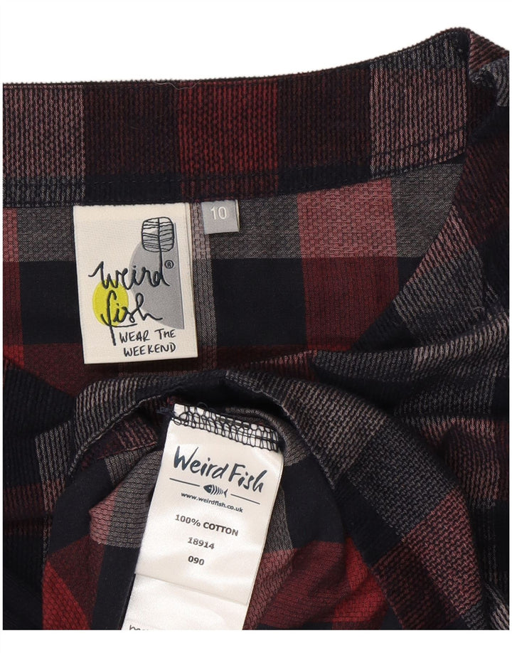 Weird Fish Dame 3/4 Ærm Shift Dress UK 10 Small Navy Blue Check