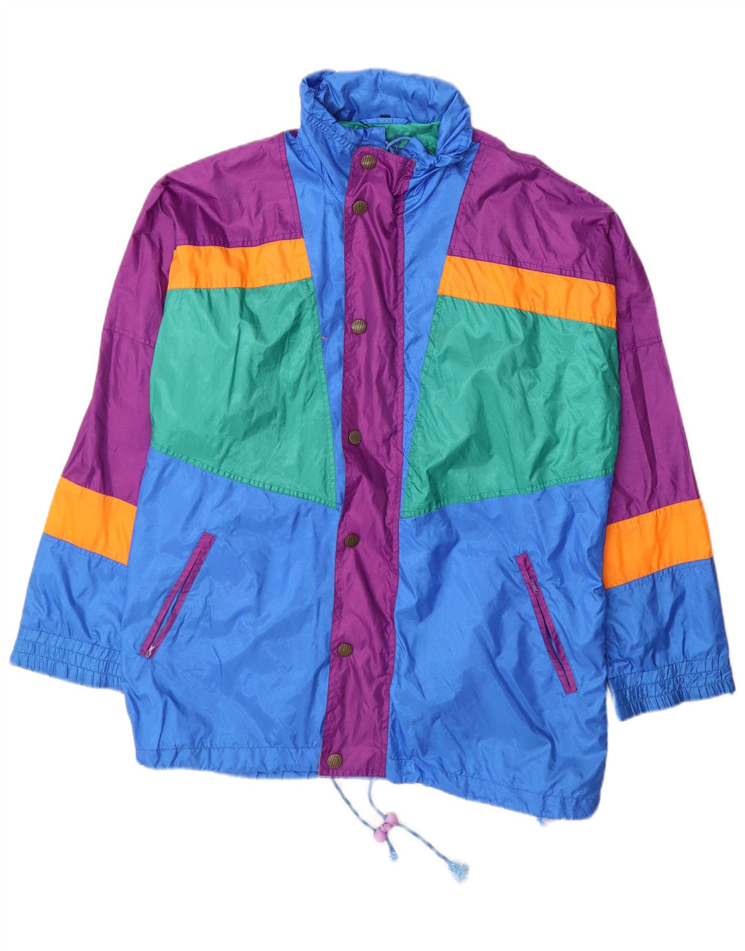 Vintage Herre Windbreaker Jacket UK 38 Medium Multicolored Colourblock