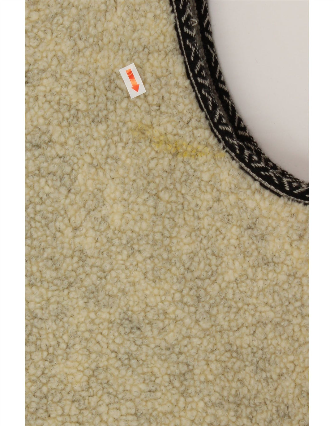 VINTAGE Herre Sherpa Gilet IT 52/54 XL Beige Ny Uld