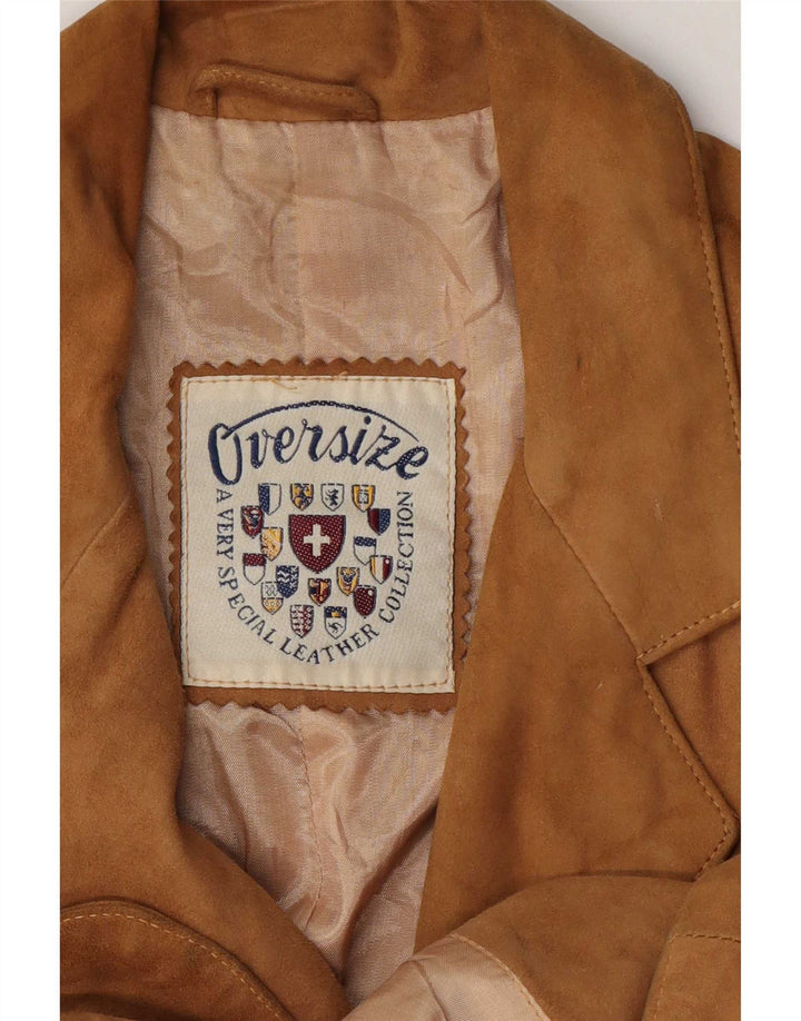 Vintage dame 3-knaps ruskindsblazerjakke UK 14 medium beige læder