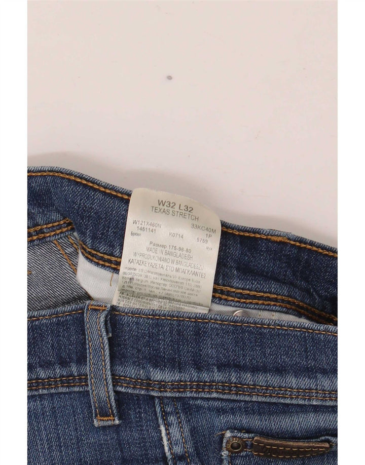 Wrangler Dame Texas Stretch Distressed Straight Jeans W32 L32 Blå Bomuld