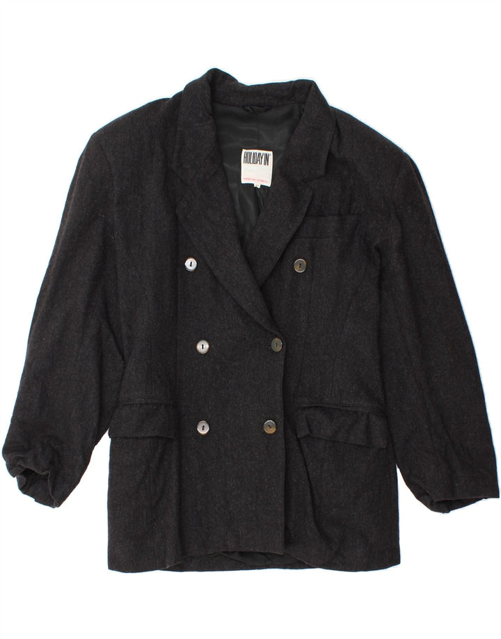 VINTAGE Womens Double Breasted Blazer Jacket IT 44 Medium Black Wool Vintage Vintage and Second-Hand Vintage from Messina Hembry 