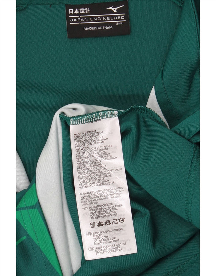 Mizuno Herre lynlåshals grafisk top langærmet 3XL grøn geometrisk polyester