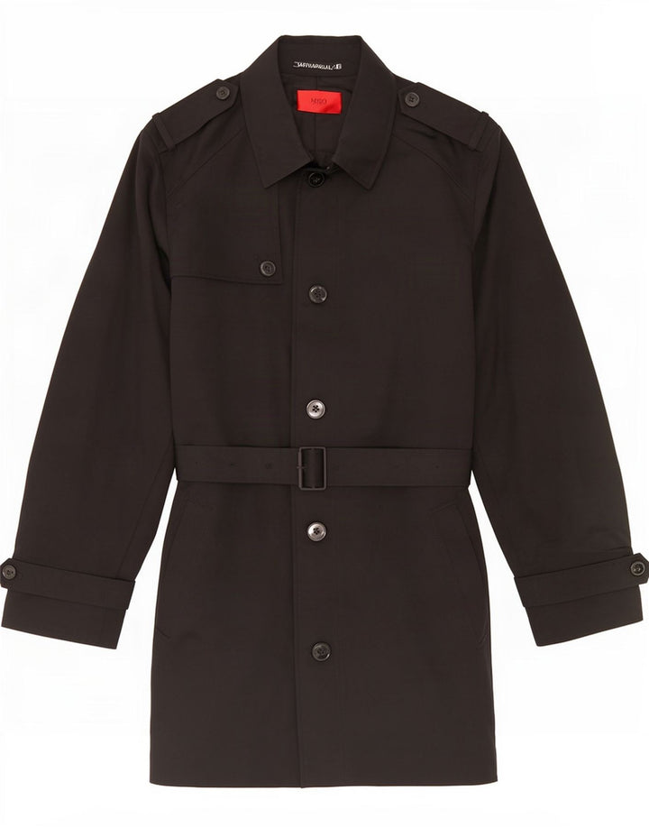 Hugo Boss Trench Coat til mænd EU 54 2XL Sort Polyester