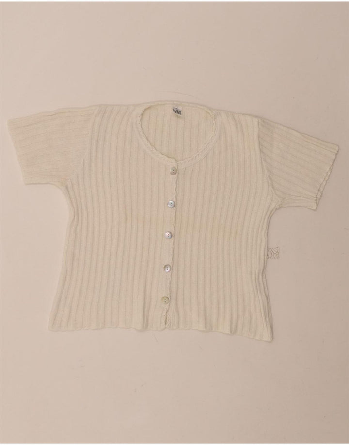VINTAGE Womens Cardigan Top EU 36/38 Small White Polyacrylic Vintage Vintage and Second-Hand Vintage from Messina Hembry 
