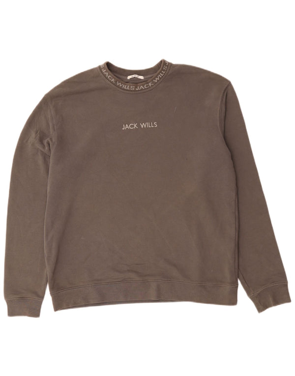 Jack Wills Mens Graphic Relaxed Fit Sweatshirt Jumper Medium Grey Cotton