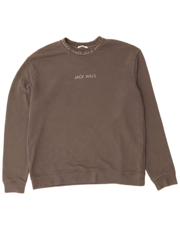 Jack Wills Herre Grafisk Relaxed Fit Sweatshirt Jumper Medium Grå Bomuld