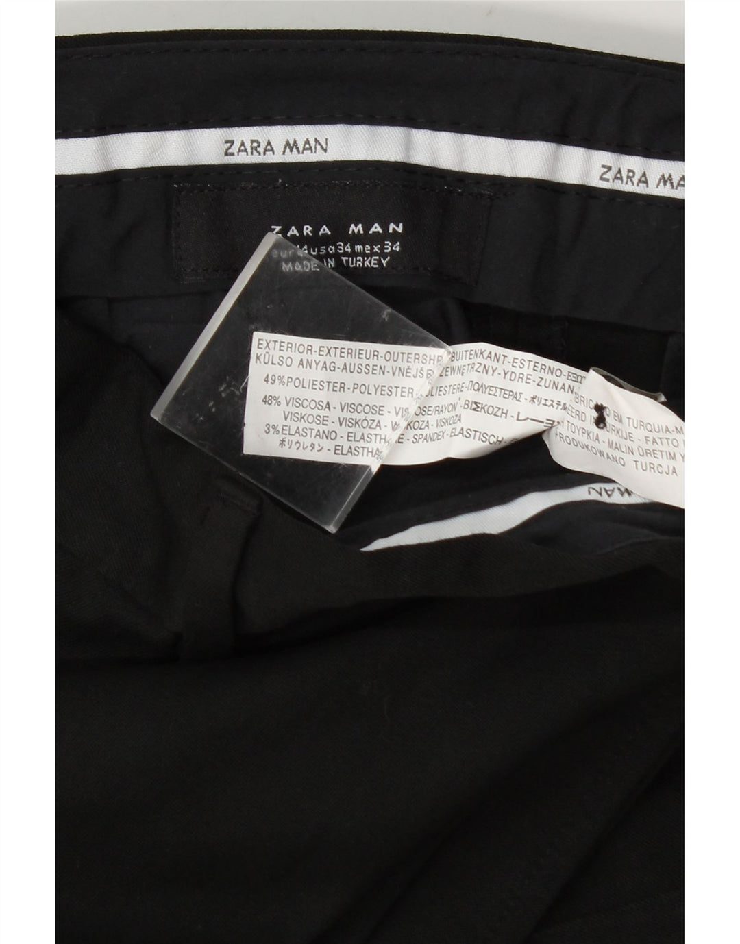 Zara Straight Suit Bukser til mænd EU 44 Large W34 L32 Sort Polyester