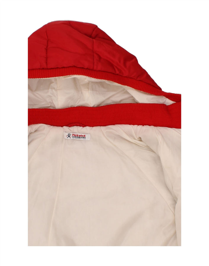 PICKWICK Girls Graphic Hooded Padded Coat 13-14 Years Large Red Polyamide Vintage Pickwick and Second-Hand Pickwick from Messina Hembry 