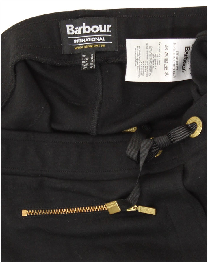 BARBOUR Womens Tracksuit Trousers UK 12 Medium  Black Cotton