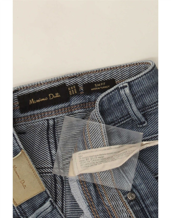 Massimo Dutti Herre Slim Jeans EU 38 Small W30 L31 Blå Bomuld