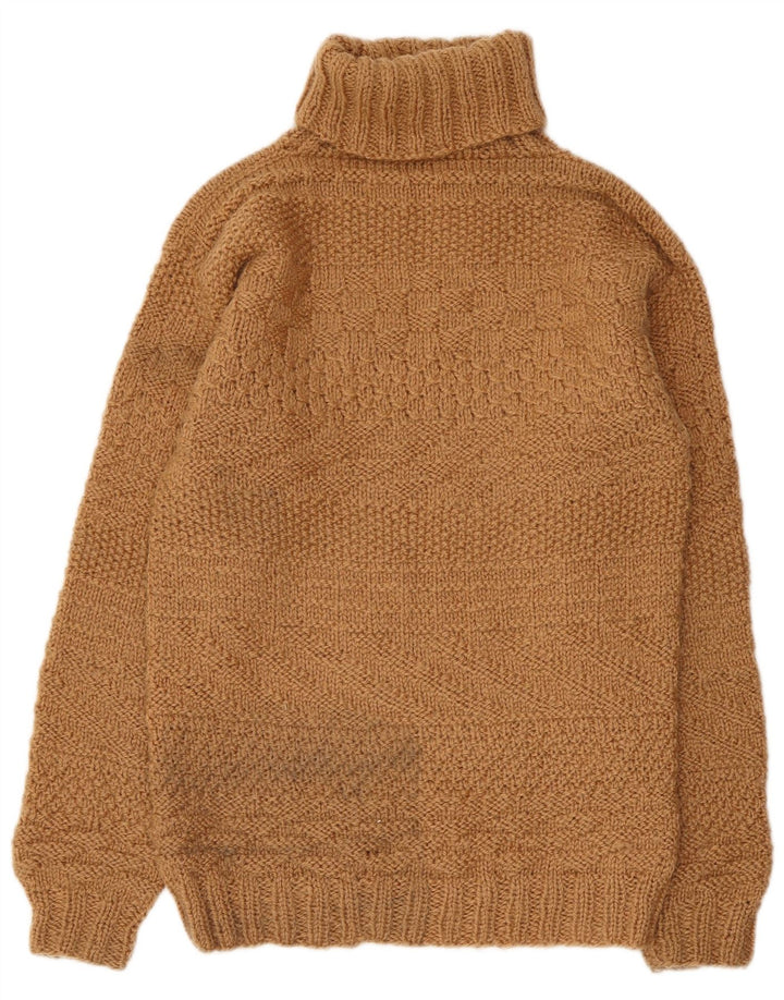 VINTAGE Dame Rullehals Sweater UK 10 Lille Brun