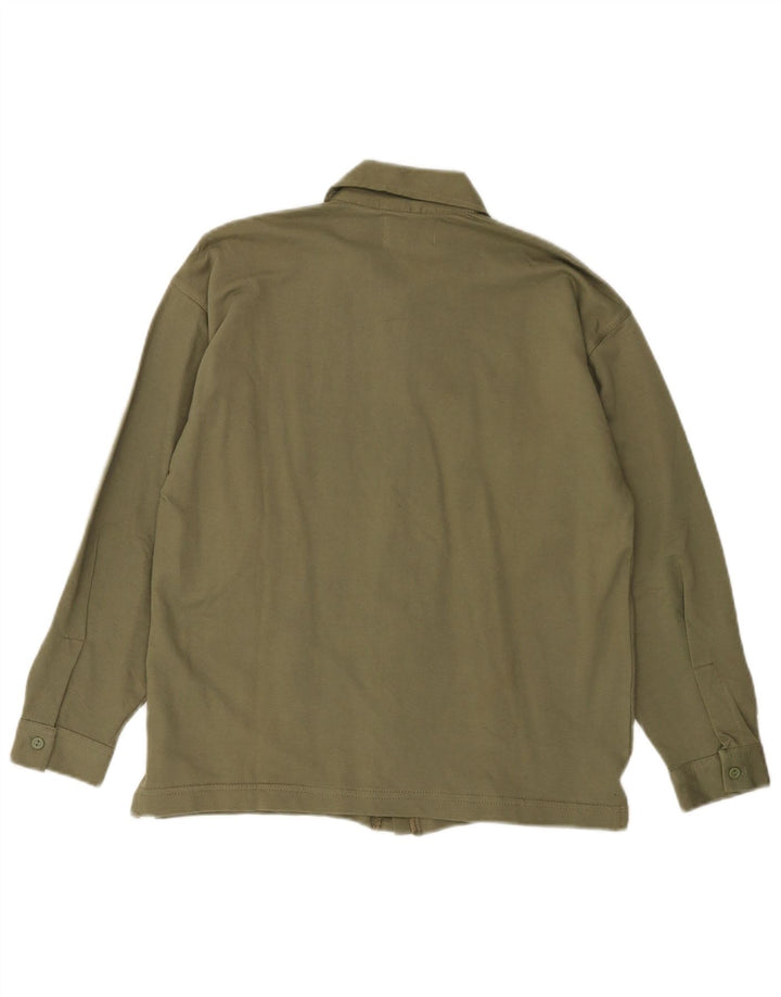 VINTAGE Grafisk skjorte til kvinder US 10 Stor Khaki Bomuld
