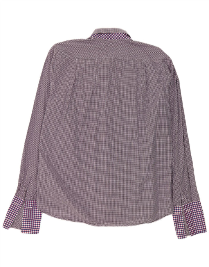 Ted Baker Herre formel skjorte str. 17 Large Purple Gingham Cotton